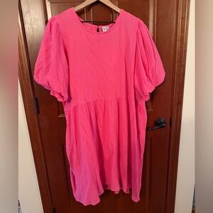 Chic Pink Puff Sleeve Dress